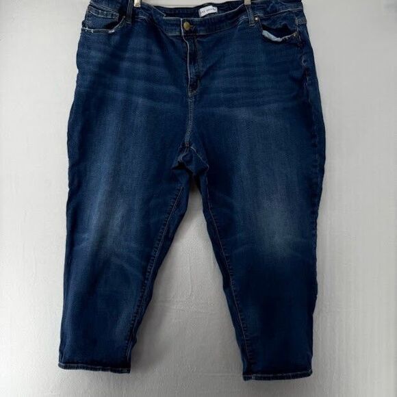 Lane Bryant Jeans Womens Plus Size 28 Mid Rise Skinny Dark Wash Blue Denim - Picture 1 of 5